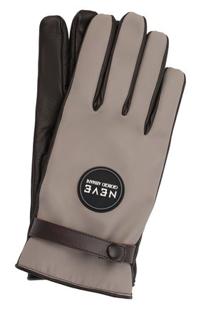 Мужские комбинированные перчатки GIORGIO ARMANI бежевого цвета, арт. 744177/1A713 | Фото 1 (Материал: Синтетический материал, Текстиль, Натуральная кожа; Мужское Кросс-КТ: Кожа и замша)
