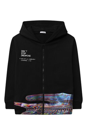 Детский хлопковая толстовка DOLCE & GABBANA черного цвета по цене 29400 руб., арт. L4JWBX/G7BMB/2-6 | Фото 1 Детский хлопковая толстовка DOLCE & GABBANA черного цвета, арт. L4JWBX/G7BMB/2-6 | Фото 1 (Материал внешний: Хлопок; Рукава: Длинные; Мальчики Кросс-КТ: Толстовка-одежда)