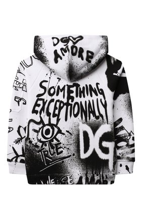 Детский хлопковая толстовка DOLCE & GABBANA черно-белого цвета по цене 31950 руб., арт. L4JWBA/G7A6U/8-14 | Фото 2 Детский хлопковая толстовка DOLCE & GABBANA черно-белого цвета, арт. L4JWBA/G7A6U/8-14 | Фото 2 (Материал внешний: Хлопок; Рукава: Длинные)