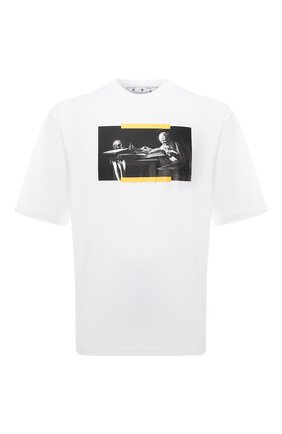 Мужская хлопковая футболка OFF-WHITE белого цвета, арт. 0MAA120F21JER008 | Фото 1 (Материал внешний: Хлопок; Рукава: Короткие; Принт: С принтом; Стили: Гранж; Длина (для топов): Стандартные)