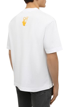 Мужская хлопковая футболка OFF-WHITE белого цвета, арт. 0MAA120F21JER008 | Фото 4 (Рукава: Короткие; Длина (для топов): Стандартные; Стили: Гранж; Принт: С принтом; Материал внешний: Хлопок)