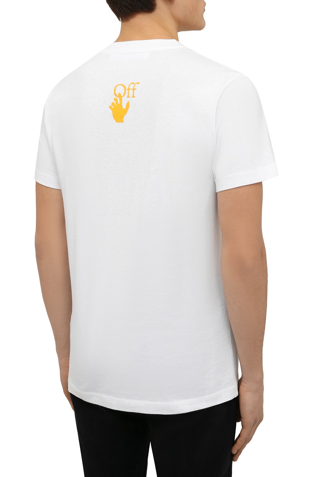 Мужская хлопковая футб�олка OFF-WHITE белого цвета, арт. 0MAA027F21JER014 | Фото 4 (Рукава: Короткие; Длина (для топов): Стандартные; Стили: Гранж; Принт: С принтом; Материал внешний: Хлопок)