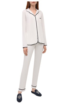 Женская хлопковая пижама LE CHAT белого цвета, арт. ESSENTIELH06A | Фото 1 (Длина (брюки, джинсы): Стандартные; Длина (для топов): Стандартные; Длина Ж (юбки, платья, шорты): Мини; Рукава: Длинные; Материал внешний: Хлопок)