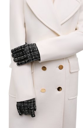 Женские кожаные перчатки SAINT LAURENT черно-белого цвета, арт. 676913/3YI52 | Фото 2 (Материал: Натуральная кожа)