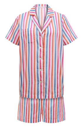 Женская хлопковая пижама DEREK ROSE разноцветного цвета, арт. 2015-CAPR018 | Фото 1 (Длина (для топов): Удлиненные; Рукава: Короткие; Материал внешний: Хлопок; Длина Ж (юбки, платья, шорты): Мини)