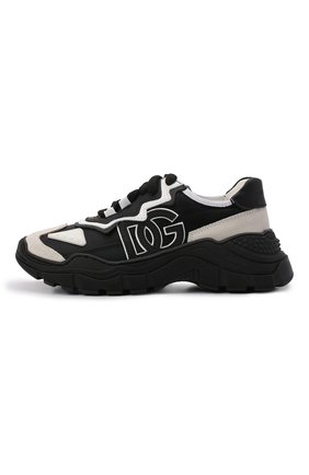 Детские кроссовки DOLCE & GABBANA черно-белого цвета по цене 31550 руб., арт. DA5036/AQ664/29-36 | Фото 2 Детские кроссовки DOLCE & GABBANA черно-белого цвета, арт. DA5036/AQ664/29-36 | Фото 2 (Материал внешний: Текстиль; Материал внутренний: Натуральная кожа)