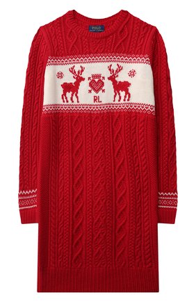 Детское платье из хлопка и шерсти POLO RALPH LAUREN красного цвета по цене 16750 руб., арт. 313853179 | Фото 1 Детское платье из хлопка и шерсти POLO RALPH LAUREN красного цвета, арт. 313853179 | Фото 1 (Материал внешний: Синтетический материал, Хлопок; Рукава: Длинные; Девочки Кросс-КТ: Платье-одежда; Случай: Повседневный)