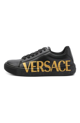 Детские кожаные кеды VERSACE черного цвета по цене 33100 руб., арт. 1000888/1A01169/34-40 | Фото 2 Детские кожаные кеды VERSACE черного цвета, арт. 1000888/1A01169/34-40 | Фото 2 (Материал внутренний: Натуральная кожа, Текстиль; Материал внешний: Кожа)