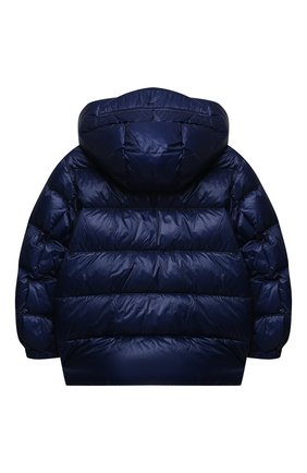 Детского пуховая куртка EMPORIO ARMANI синего цвета по цене 25800 руб., арт. 6K4BJC/1NYSZ | Фото 2 Детского пуховая куртка EMPORIO ARMANI синего цвета, арт. 6K4BJC/1NYSZ | Фото 2 (Рукава: Длинные; Материал подклада: Синтетический материал; Материал утеплителя: Пух и перо; Материал внешний: Синтетический материал; Мальчики Кросс-КТ: Пуховик-верхняя одежда)