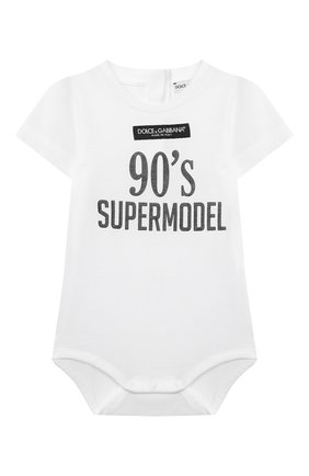 Детское хлопковое боди DOLCE & GABBANA белого цвета по цене 14900 руб., арт. L2J0U5/G7BHE | Фото 1 Детское хлопковое боди DOLCE & GABBANA белого цвета, арт. L2J0U5/G7BHE | Фото 1 (Материал внешний: Хлопок; Рукава: Короткие)