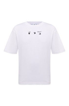 Мужская хлопковая футболка OFF-WHITE белого цвета по цене 26700 руб., арт. 0MAA120F21JER011 | Фото 1 Мужская хлопковая футболка OFF-WHITE белого цвета, арт. 0MAA120F21JER011 | Фото 1 (Рукава: Короткие; Длина (для топов): Стандартные; Материал внешний: Хлопок; Стили: Спорт-шик; Принт: С принтом)