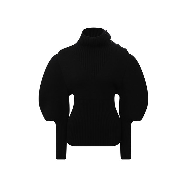 Шерстяной пуловер Bottega Veneta черного цвета