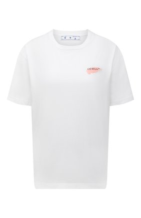 Женская хлопковая футболка OFF-WHITE белого цвета по цене 25900 руб., арт. 0WAA089F21JER003 | Фото 1 Женская хлопковая футболка OFF-WHITE белого цвета, арт. 0WAA089F21JER003 | Фото 1 (Рукава: Короткие; Материал внешний: Хлопок; Длина (для топов): Стандартные; Стили: Спорт-шик; Принт: С принтом; Женское Кросс-КТ: Футболка-одежда)