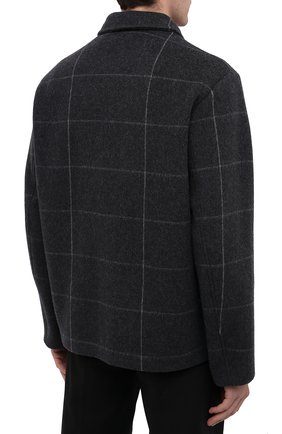 Мужская шерстяная куртка OFF-WHITE темно-серого цвета, арт. 0MEA290F21FAB001 | Фото 4 (Кросс-КТ: Куртка; Мужское Кросс-КТ: шерсть и кашемир; Материал внешний: Шерсть; Рукава: Длинные; Длина (верхняя одежда): Короткие; Материал подклада: Вискоза; Стили: Кэжуэл)