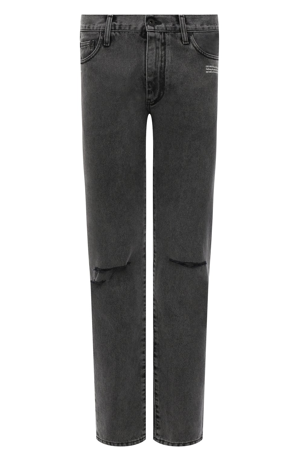 Мужские джинсы OFF-WHITE серого цвета, арт. 0MYA128F21DEN001 | Фото 1 (Силуэт М (брюки): Прямые; Кросс-КТ: Деним; Длина (брюки, джинсы): Стандартные; Стили: Гранж; Материал внешний: Хлопок, Деним)