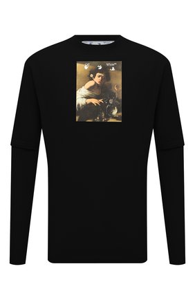 Мужская хлопковый лонгслив OFF-WHITE черного цвета по цене 28250 руб., арт. 0MAB066F21JER007 | Фото 1 Мужская хлопковый лонгслив OFF-WHITE черного цвета, арт. 0MAB066F21JER007 | Фото 1 (Материал внешний: Хлопок; Длина (для топов): Удлиненные, Стандартные; Рукава: Длинные; Стили: Спорт-шик; Принт: С принтом)