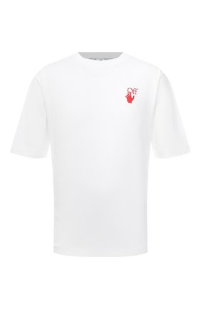 Мужская хлопковая футболка OFF-WHITE белого цвета по цене 26300 руб., арт. 0MAA119F21JER025 | Фото 1 Мужская хлопковая футболка OFF-WHITE белого цвета, арт. 0MAA119F21JER025 | Фото 1 (Материал внешний: Хлопок; Рукава: Короткие; Длина (для топов): Стандартные; Стили: Спорт-шик; Принт: С принтом)