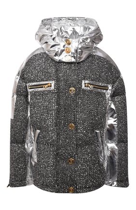 Женский пуховик balmain x rossignol BALMAIN серебряного цвета по цене 357000 руб., арт. WF2TP025/XA10 | Фото 1 Женский пуховик balmain x rossignol BALMAIN серебряного цвета, арт. WF2TP025/XA10 | Фото 1 (Рукава: Длинные; Материал внешний: Синтетический материал; Материал утеплителя: Пух и перо; Длина (верхняя одежда): Короткие; Материал подклада: Синтетический материал; Кросс-КТ: Пуховик; Стили: Гламурный)