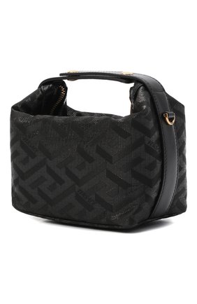 Женская сумка monogram mini VERSACE черного цвета по цене 56450 руб., арт. 1001918/1A01756 | Фото 4 Женская сумка monogram mini VERSACE черного цвета, арт. 1001918/1A01756 | Фото 4 (Сумки-технические: Сумки через плечо, Сумки top-handle; Размер: mini; Ремень/цепочка: На ремешке; Материал: Текстиль)