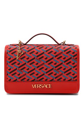 Женская сумка monogram VERSACE красного цвета по цене 82750 руб., арт. 1001908/1A02129 | Фото 1 Женская сумка monogram VERSACE красного цвета, арт. 1001908/1A02129 | Фото 1 (Материал: Экокожа; Сумки-технические: Сумки top-handle, Сумки через плечо; Размер: small; Ремень/цепочка: На ремешке)