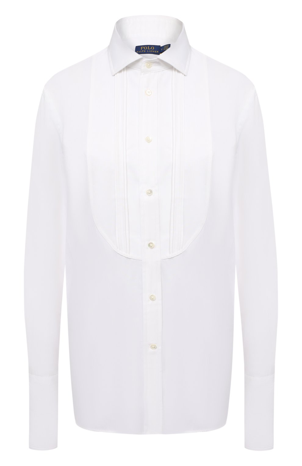Женская �хлопковая рубашка POLO RALPH LAUREN белого цвета, арт. 211815383 | Фото 1 (Рукава: Длинные; Женское Кросс-КТ: Рубашка-одежда; Длина (для топов): Удлиненные; Материал внешний: Хлопок; Стили: Классический)