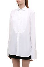 Женская хлопковая рубашка POLO RALPH LAUREN белого цвета, арт. 211815383 | Фото 3 (Рукава: Длинные; Женское Кросс-КТ: Рубашка-одежда; Длина (для топов): Удлиненные; Материал внешний: Хлопок; Стили: Классический)