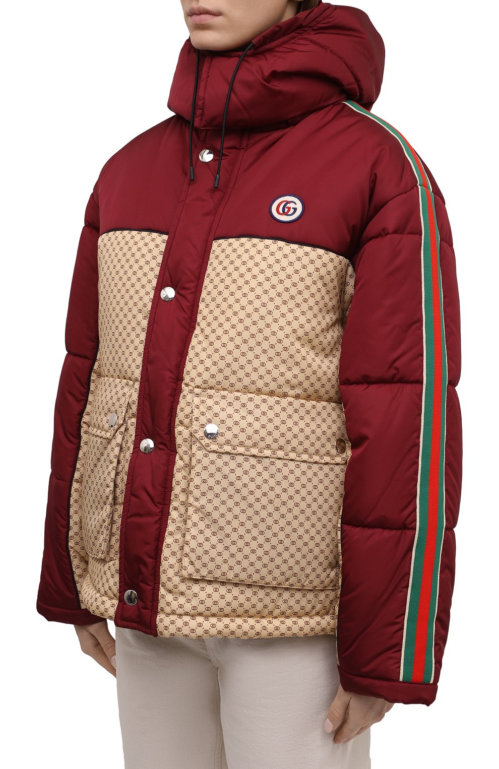 Женская утепленная куртка GUCCI красного цвета, арт. 663279/ZAHB8 | Фото 3 (Кросс-КТ: Куртка, Утепленный; Рукава: Длинные; Материал внешний: Синтетический материал; Стили: Спорт-шик; Материал подклада: Синтетический материал; Длина (верхняя одежда): Короткие)