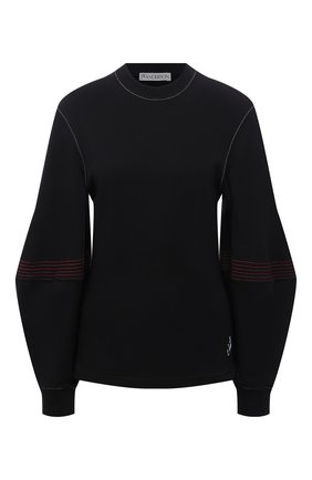 Женский хлопковый свитшот JW ANDERSON черного цвета по цене 26950 руб., арт. JW0015 PG0717 | Фото 1 Женский хлопковый свитшот JW ANDERSON черного цвета, арт. JW0015 PG0717 | Фото 1 (Длина (для топов): Стандартные; Материал внешний: Хлопок; Рукава: Длинные; Женское Кросс-КТ: Свитшот-одежда; Стили: Спорт-шик)