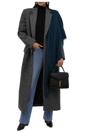 Женская шаль из кашемира и шелка LORO PIANA синего цвета, арт. FAL8871 | Фото 2 (Материал: Кашемир, Шерсть, Текстиль)