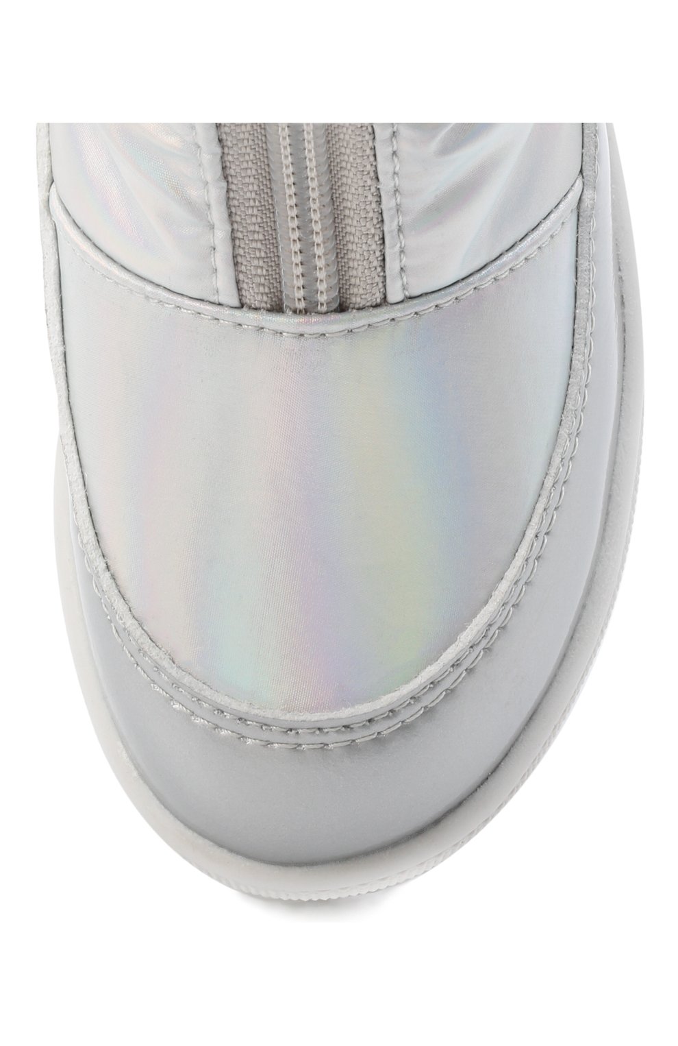 Детские утепленные ботинки JOG DOG серебряного цвета, арт. 13003R/ZAFFIR0 H0L0GRAM/23-28 | Фото 4 (Материал внешний: Текстиль; Материал утеплителя: Натуральный мех, Шерсть)