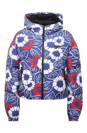 Женская утепленная куртка PRADA голубого цвета, арт. 29M698-10UU-F02UM-212 | Фото 1 (Материал внешний: Синтетический материал; Кросс-КТ: Куртка, лыжи, Утепленный; Рукава: Длинные; Длина (верхняя одежда): Короткие; Стили: Спорт-шик)