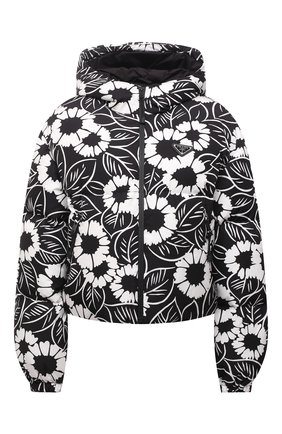 Женская утепленная куртка PRADA черно-белого цвета, арт. 29M698-10UU-F0967-212 | Фото 1 (Материал внешний: Синтетический материал; Кросс-КТ: Куртка, лыжи, Утепленный; Рукава: Длинные; Длина (верхняя одежда): Короткие; Стили: Спорт-шик)