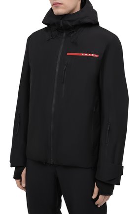Мужская утепленная куртка PRADA черного цвета, арт. SGB267-1XV1-F0002-192 | Фото 3 (Кросс-КТ: Куртка, другое; Материал внешний: Синтетический материал; Мужское Кросс-КТ: утепленные куртки; Стили: Спорт-шик; Длина (верхняя одежда): Короткие)