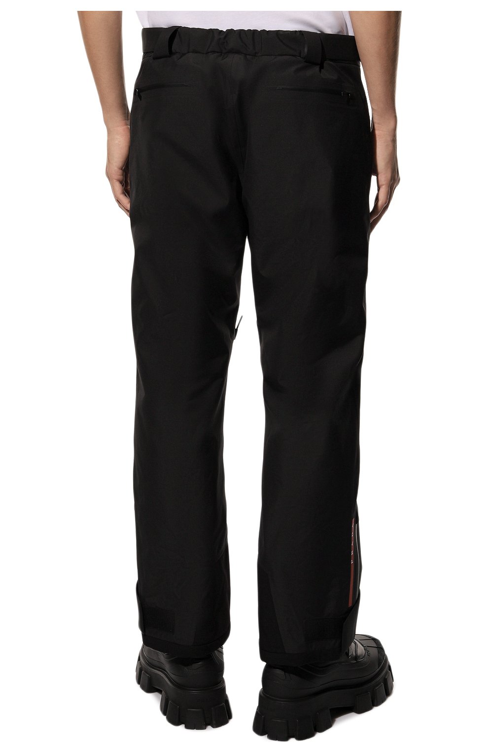 Мужские утепленные брюки PRADA черного цвета, арт. SPH18-1XV1-F0002-192 | Фото 4 (Материал внешний: Синтетический материал; Стили: Спорт-шик; Кросс-КТ: другое)