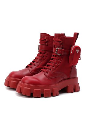 Мужские кожаные ботинки monolith PRADA LINEA ROSSA красного цвета по цене 120000 руб., арт. 2UE007-3LFR-F0D56-D002 | Фото 1 Мужские кожаные ботинки monolith PRADA LINEA ROSSA красного цвета, арт. 2UE007-3LFR-F0D56-D002 | Фото 1 (Мужское Кросс-КТ: Ботинки-обувь)