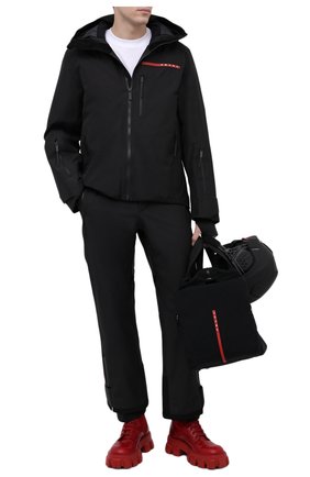 Мужские кожаные ботинки monolith PRADA LINEA ROSSA красного цвета по цене 120000 руб., арт. 2UE007-3LFR-F0D56-D002 | Фото 2 Мужские кожаные ботинки monolith PRADA LINEA ROSSA красного цвета, арт. 2UE007-3LFR-F0D56-D002 | Фото 2 (Мужское Кросс-КТ: Ботинки-обувь)