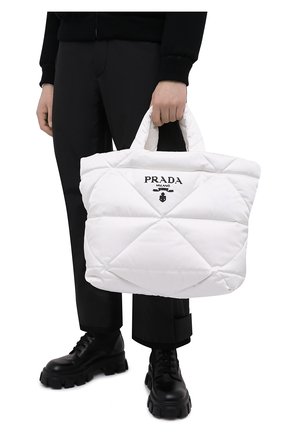 Мужская текстильная сумка-тоут PRADA белого цвета, арт. 2VG082-2DXR-F0009-OOO | Фото 2 (Материал: Текстиль)