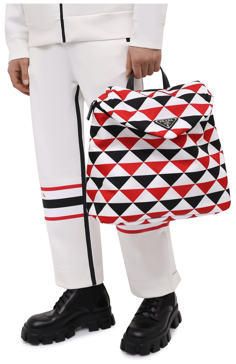 Мужской текстильный рюкзак PRADA разноцветного цвета, арт. 2VZ095-2FJV-F0X5N-OOO | Фото 2 (Материал: Текстиль; Стили: Кэжуэл)