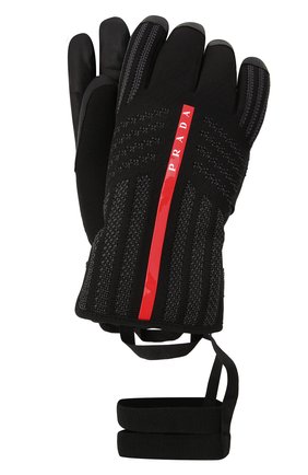 Мужские комбинированные перчатки PRADA черного цвета, арт. 4GG115-3K5X-F0002 | Фото 1 (Материал: Синтетический материал, Текстиль; Кросс-КТ: Спорт)