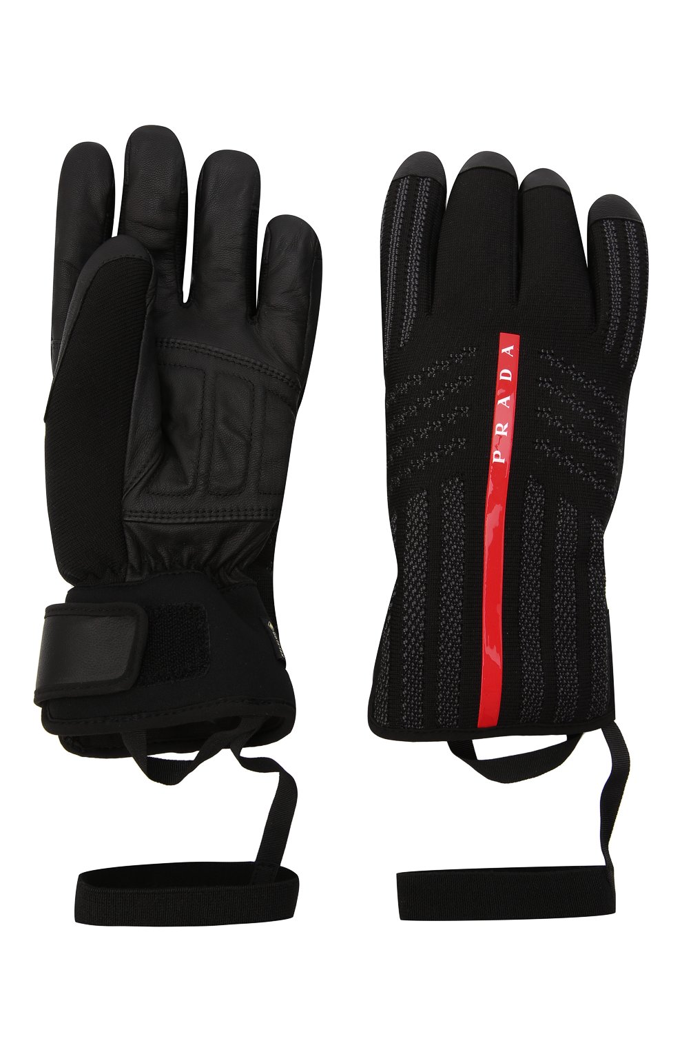 Мужские комбинированные перчатки PRADA черного цвета, арт. 4GG115-3K5X-F0002 | Фото 3 (Материал: Текстиль, Синтетический материал; Кросс-КТ: Спорт)