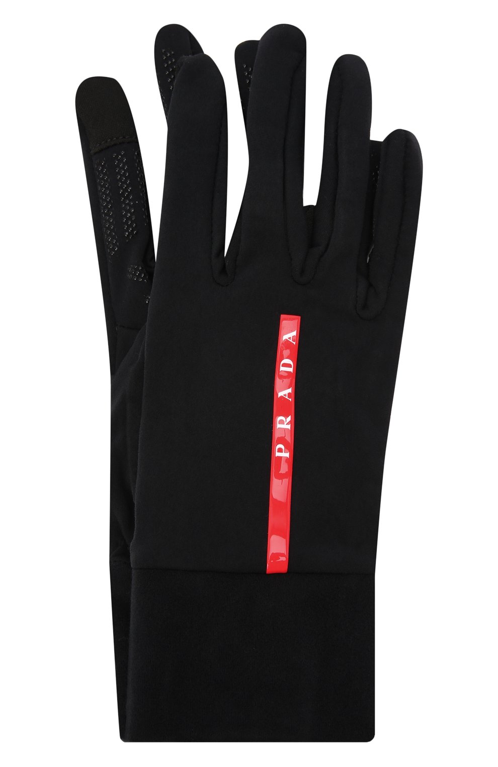 Мужские комбинированные перчатки PRADA черного цвета, арт. 4GG115-3K5X-F0002 | Фото 4 (Материал: Текстиль, Синтетический материал; Кросс-КТ: Спорт)