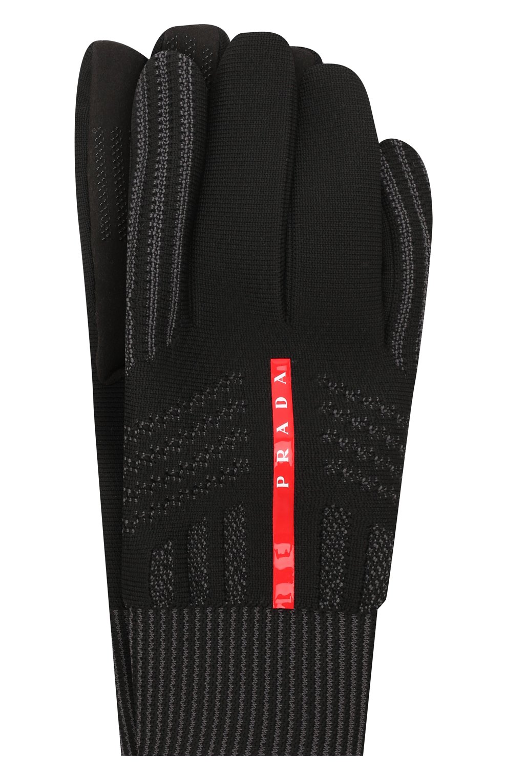 Мужские комбинированные перчатки PRADA черного цвета, арт. 4GG116-3K5X-F0002 | Фото 1 (Материал: Текстиль, Синтетический материал; Кросс-КТ: Спорт)