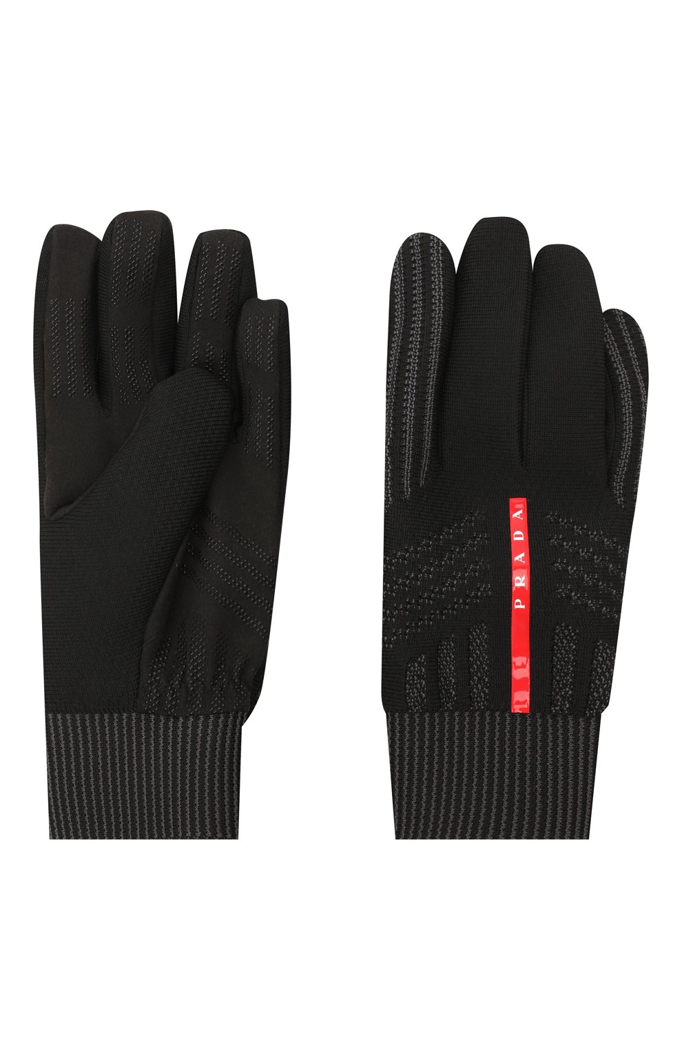 Мужские комбинированные перчатки PRADA черного цвета, арт. 4GG116-3K5X-F0002 | Фото 3 (Материал: Текстиль, Синтетический материал; Кросс-КТ: Спорт)