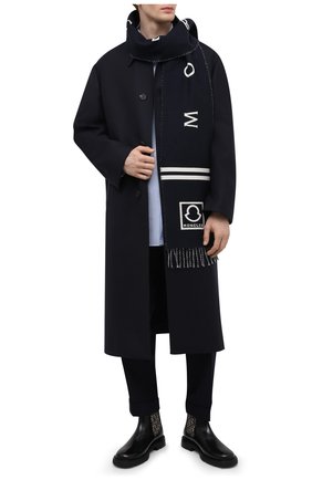 Мужской шерстяной шарф MONCLER темно-серого цвета по цене 26700 руб., арт. G2-091-3C000-14-0T995 | Фото 2 Мужской шерстяной шарф MONCLER темно-серого цвета, арт. G2-091-3C000-14-0T995 | Фото 2 (Материал: Шерсть, Текстиль; Кросс-КТ: шерсть)