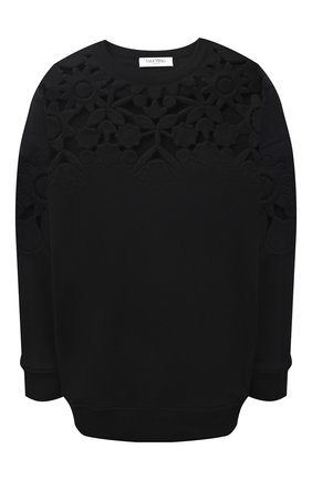 Женский хлопковый свитшот VALENTINO черного цвета по цене 173500 руб., арт. WB0MF13S6TH | Фото 1 Женский хлопковый свитшот VALENTINO черного цвета, арт. WB0MF13S6TH | Фото 1 (Рукава: Длинные; Длина (для топов): Стандартные; Материал внешний: Хлопок; Женское Кросс-КТ: Свитшот-одежда; Стили: Кэжуэл)