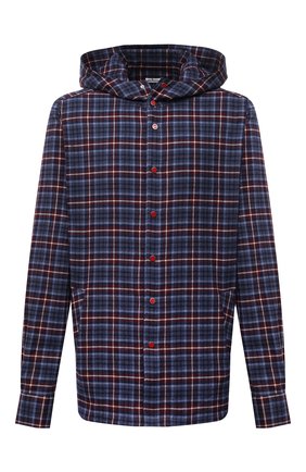 Мужская хлопковая рубашка KITON синего цвета по цене 73050 руб., арт. UMCMARH0786703/47-50 | Фото 1 Мужская хлопковая рубашка KITON синего цвета, арт. UMCMARH0786703/47-50 | Фото 1 (Длина (для топов): Стандартные; Рукава: Длинные; Материал внешний: Хлопок; Случай: Повседневный; Манжеты: На кнопках; Воротник: С капюшоном; Принт: Клетка; Стили: Кэжуэл; Big sizes: Big Sizes)