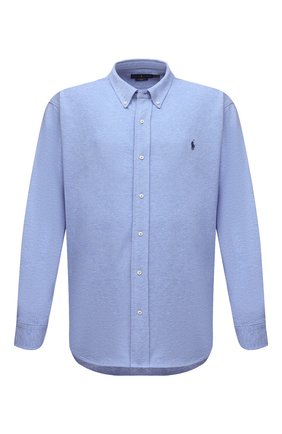 Мужская хлопковая рубашка POLO RALPH LAUREN голубого цвета по цене 12250 руб., арт. 711654408/PRL BS | Фото 1 Мужская хлопковая рубашка POLO RALPH LAUREN голубого цвета, арт. 711654408/PRL BS | Фото 1 (Материал внешний: Хлопок; Рукава: Длинные; Длина (для топов): Стандартные; Случай: Повседневный; Манжеты: На пуговицах; Воротник: Button down; Принт: Однотонные; Стили: Кэжуэл; Big sizes: Big Sizes)