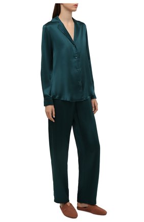 Женские шелковые брюки AUBADE зеленого цвета, арт. QS60 | Фото 2 (Материал внешний: Шелк; Длина (брюки, джинсы): Стандартные)