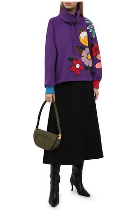 Женский хлопковый пуловер DOLCE & GABBANA фиолетового цвета, арт. F9J32T/G7YZY | Фото 2 (Длина (для топов): Стандартные; Материал внешний: Хлопок; Рукава: Длинные; Стили: Спорт-шик; Женское Кросс-КТ: Пуловер-одежда)