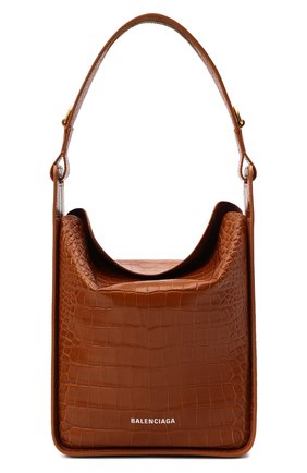 Женская сумка tool s BALENCIAGA коричневого цвета, арт. 659920/23E01 | Фото 1 (Размер: medium; Материал: Натуральная кожа; Ремень/цепочка: На ремешке; Сумки-технические: Сумки top-handle)